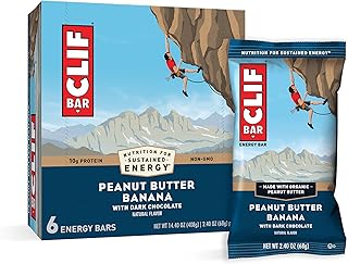 CLIF BARS - Energy Bars - Peanut Butter Banana with Dark Chocolate - Made with Organic Oats - Plant Based Food - Vegetaria...