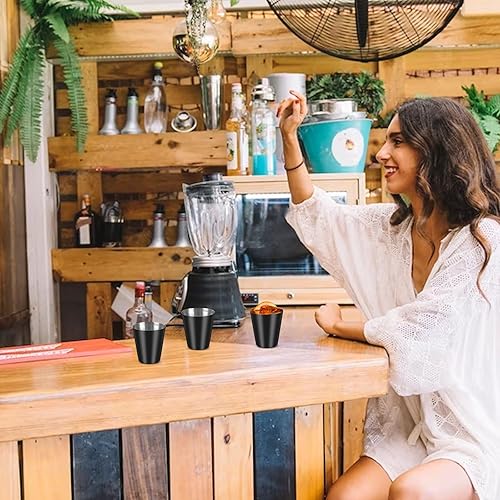 Miniatura 5 de Paquete de 12 vasos de chupito de acero inoxidable negros de 1 oz, vasos de chupito de metal de 1 onza, juego de 12 vasos pequeños para bar, fiesta,