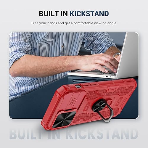 Miniatura 6 de NULETO Funda para iPhone 15 Pro Max con funda deslizante para cámara y soporte de anillo con protector de pantalla, funda protectora magnética para