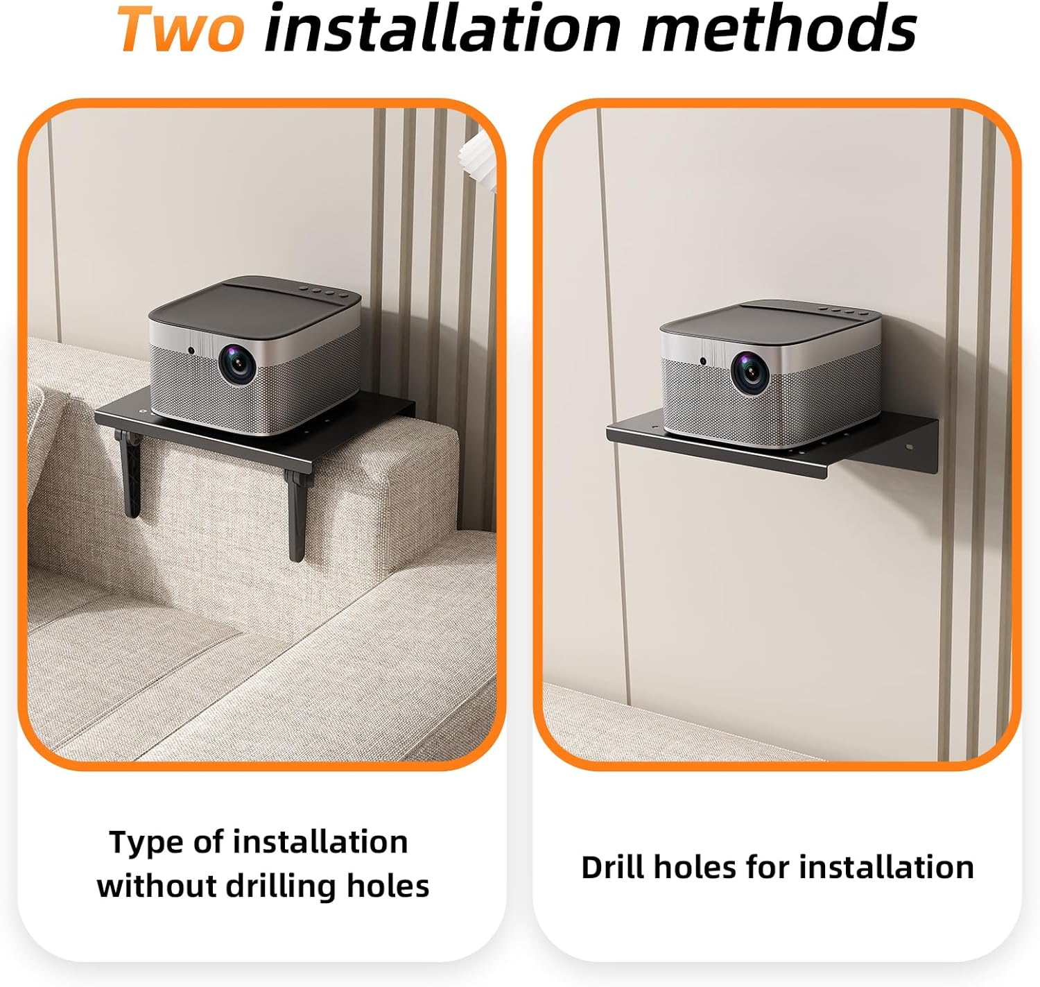 CABTE Metal Projector Mount Adjustable Angle, Suitable for Projectors and Speakers Perforated Design for Heat Dissipation Foldable for Storage,Hidden Wall-Mounted (11.81 * 9.45inch)