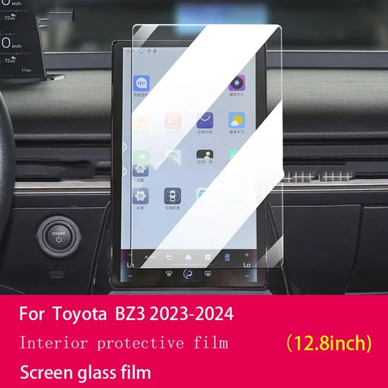 Konsola wnętrza samochodu Radio wyświetlacz LCD ekran szkło hartowane, do Toyota BZ3 2023-2024 akcesoria samochodowe