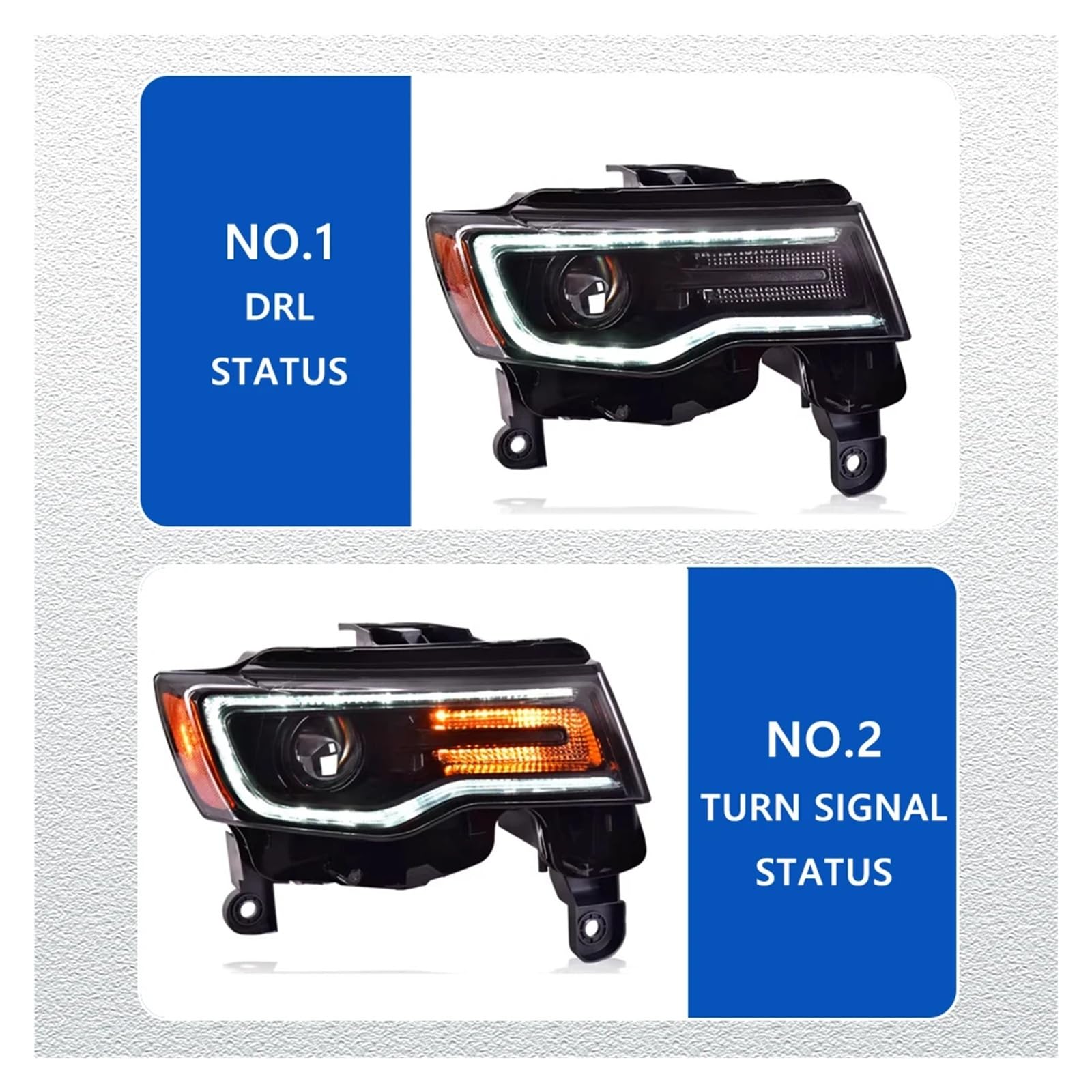 Pasuje do Jeep Grand Cherokee 14-22 Led DRL reflektor samochodowy montaż sygnału akcesoria samochodowe zmodyfikowana lampa reflektory LED(Style A one pair)