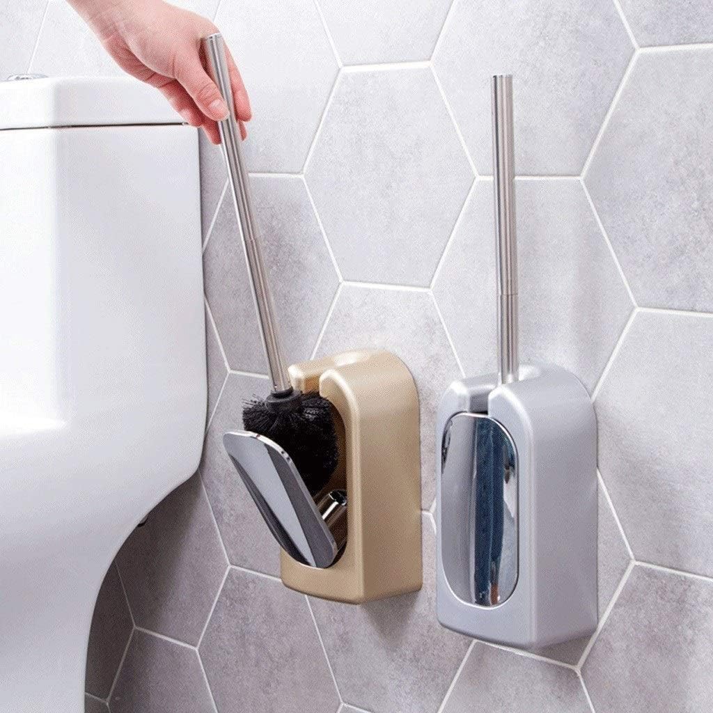Toilet Brush Holder Nail-Free Wall-Mounted Household Toilet Brush Set Upscale Hotel and Club Stainless Steel Toilet Brush Toilet Brus,Toilet Brush with Holder