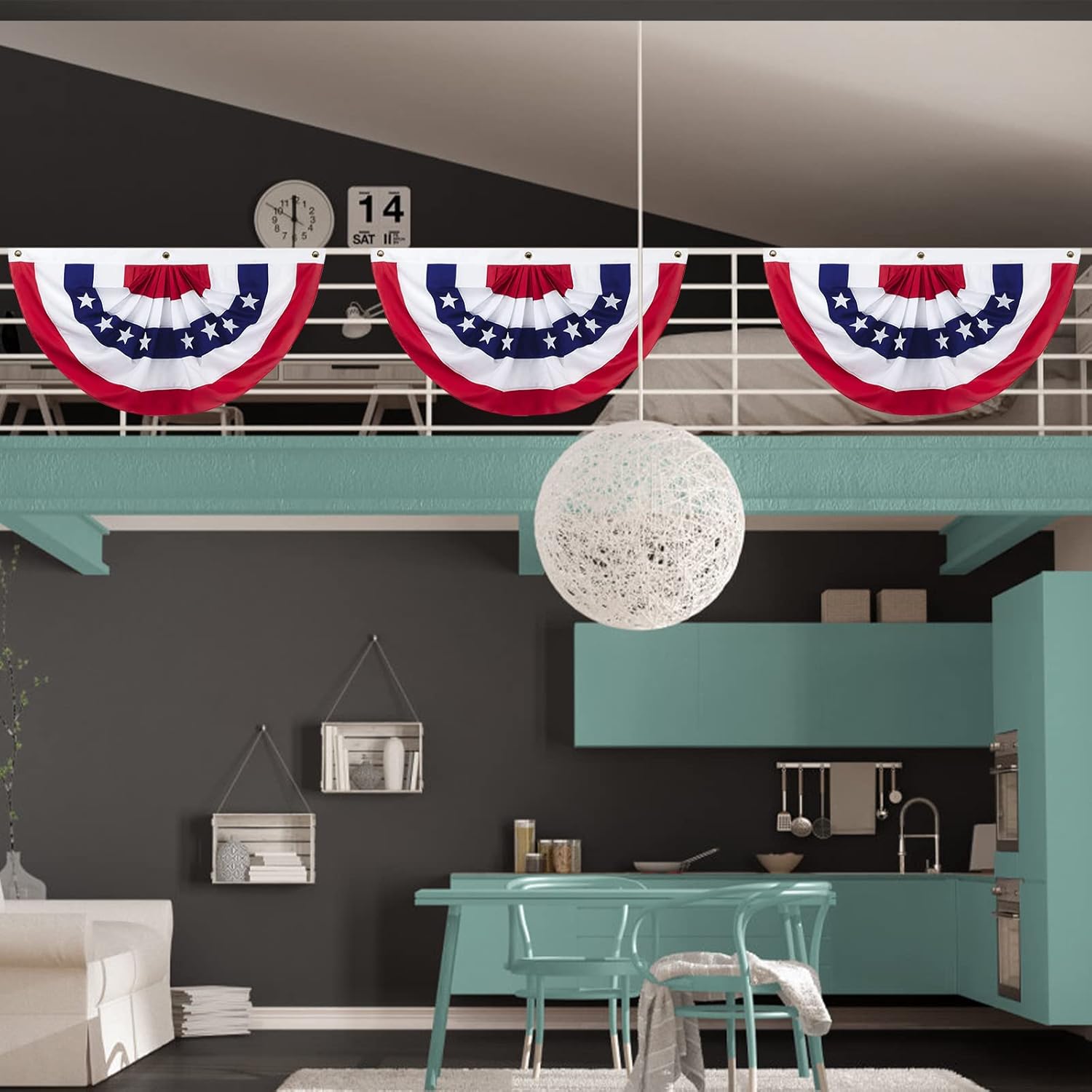 Outdoor Bunting Flags 6PCS 2x4 FT American Pleated Fan Flags,4th of July Patriotic Bunting,Outside Veteran's Day, Independence Day, Memorial Day Decorations - Image 5