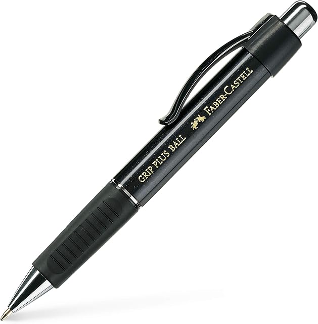 Faber-Castell Grip Plus 07 Metallic Black Ball Pen - Blue Ink