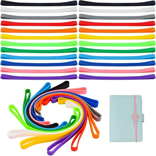 Silicone Rubber Bands,Forreen 36 Pack Planner Elastic Bands Wrapping Bands Elastic Rubber Colourful Rubber for Fastening Books Umbrellas Banknotes Pens Suitable Office Home