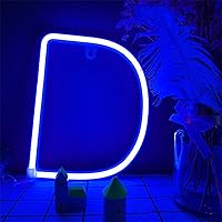 Vista 10 de Letras de neón azules, letreros LED que funcionan con pilas, luces LED del alfabeto, letrero de marquesina, letras decorativas de marquesina, luces