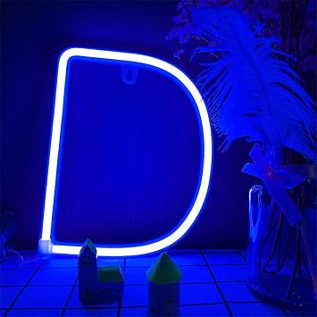 ENUOLI LED Letter Neon Lights Blue 26 Alphabet Words Neon SignsD