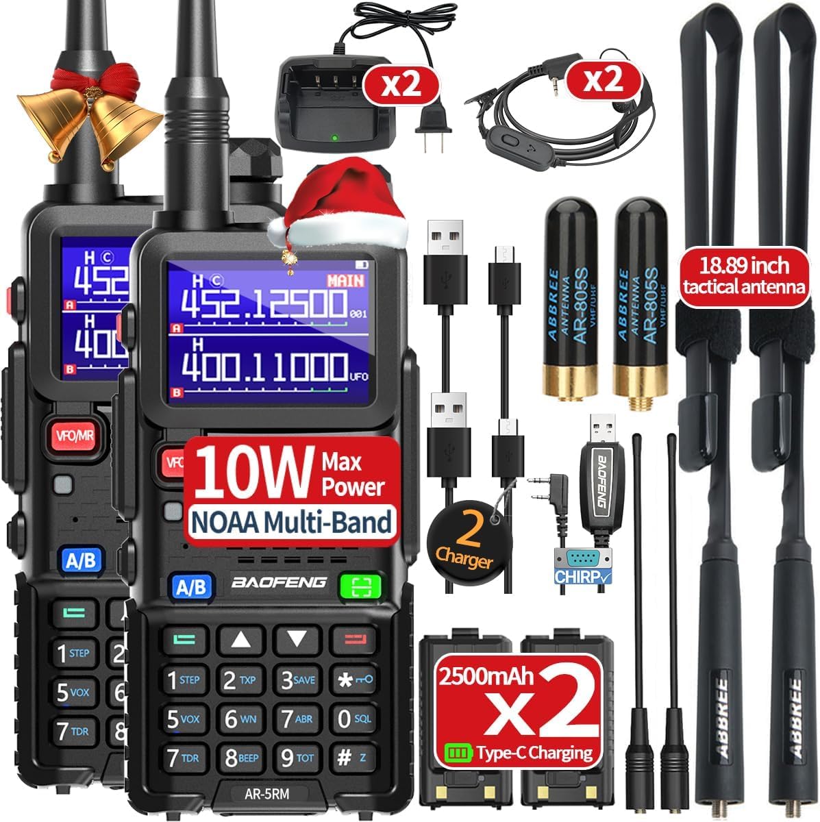 Baofeng Radio Ham Radio Handheld AR-5RM 10W Long Range Rechargeable Tactical ...