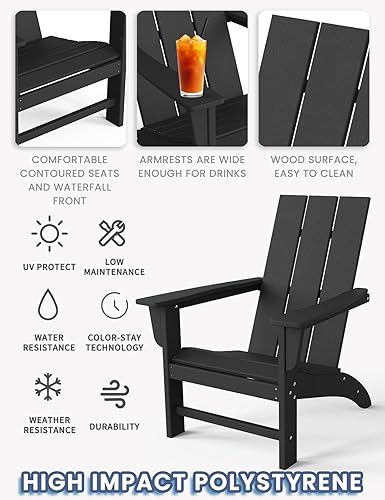 Miniatura 3 de Silla Adirondack moderna, sillas de patio de plástico HDPE para todo tipo de clima, silla para hoguera, sillas de césped al aire libre para terraza,