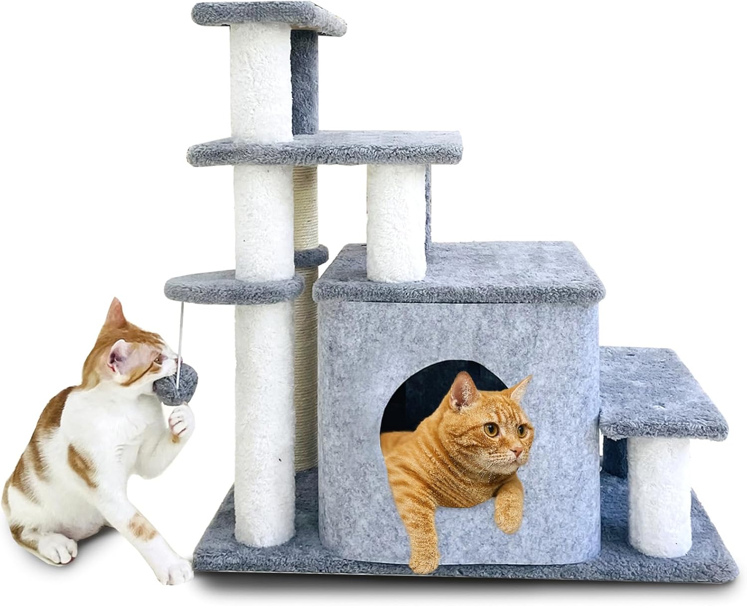 25.6in Cat Tree Tower, Cat Condo with Sisal-Covered Scratching Posts, Cat House Activity Center Furniture for Kittens, Cats and Pets - Dark Gray