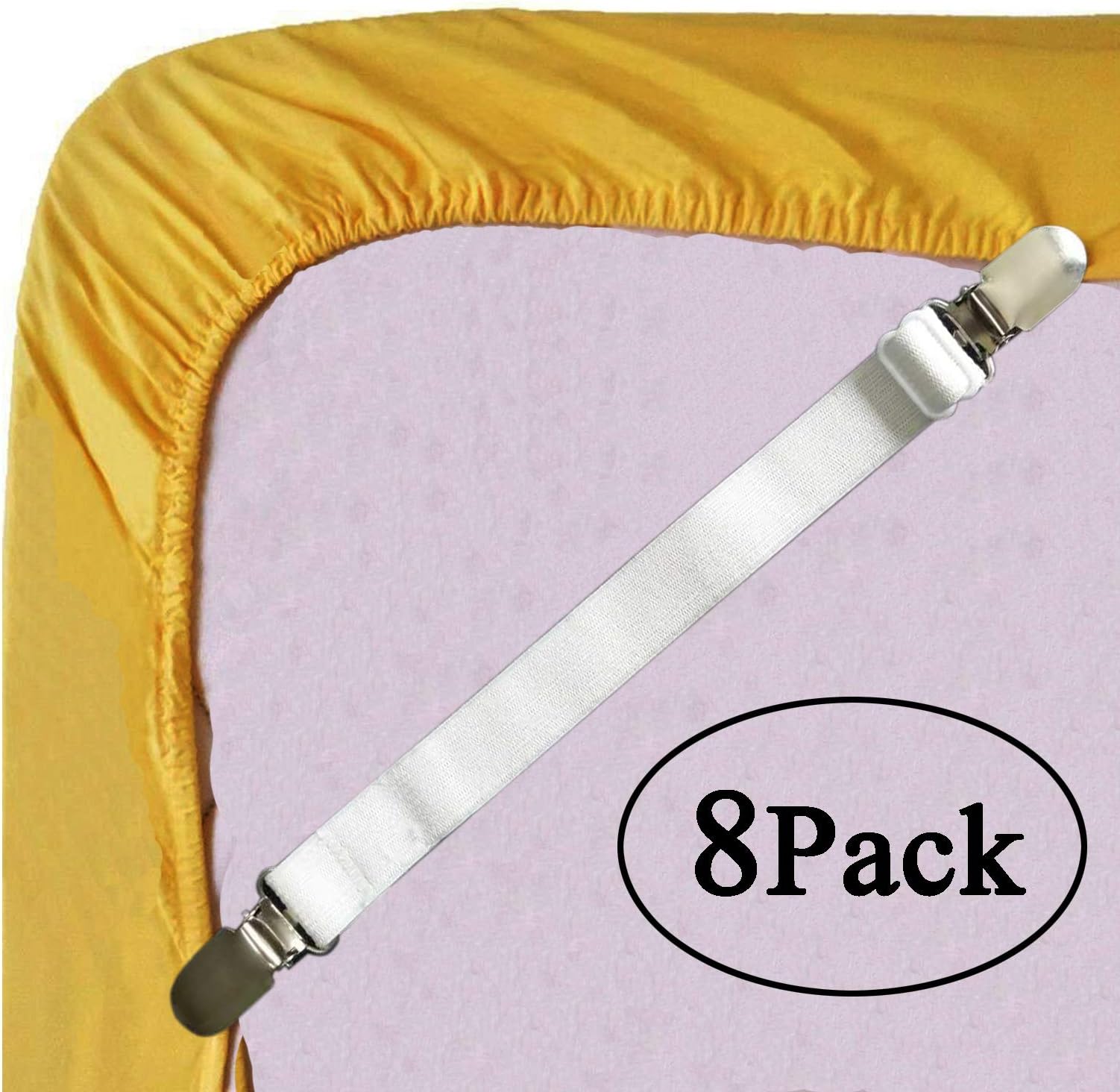 8pcs(2 Sets) Sheet Straps Fitted Sheet Band Adjustable Bed Corner Holder Elastic Fasteners Clips Grippers Mattress Pad Cover Suspenders