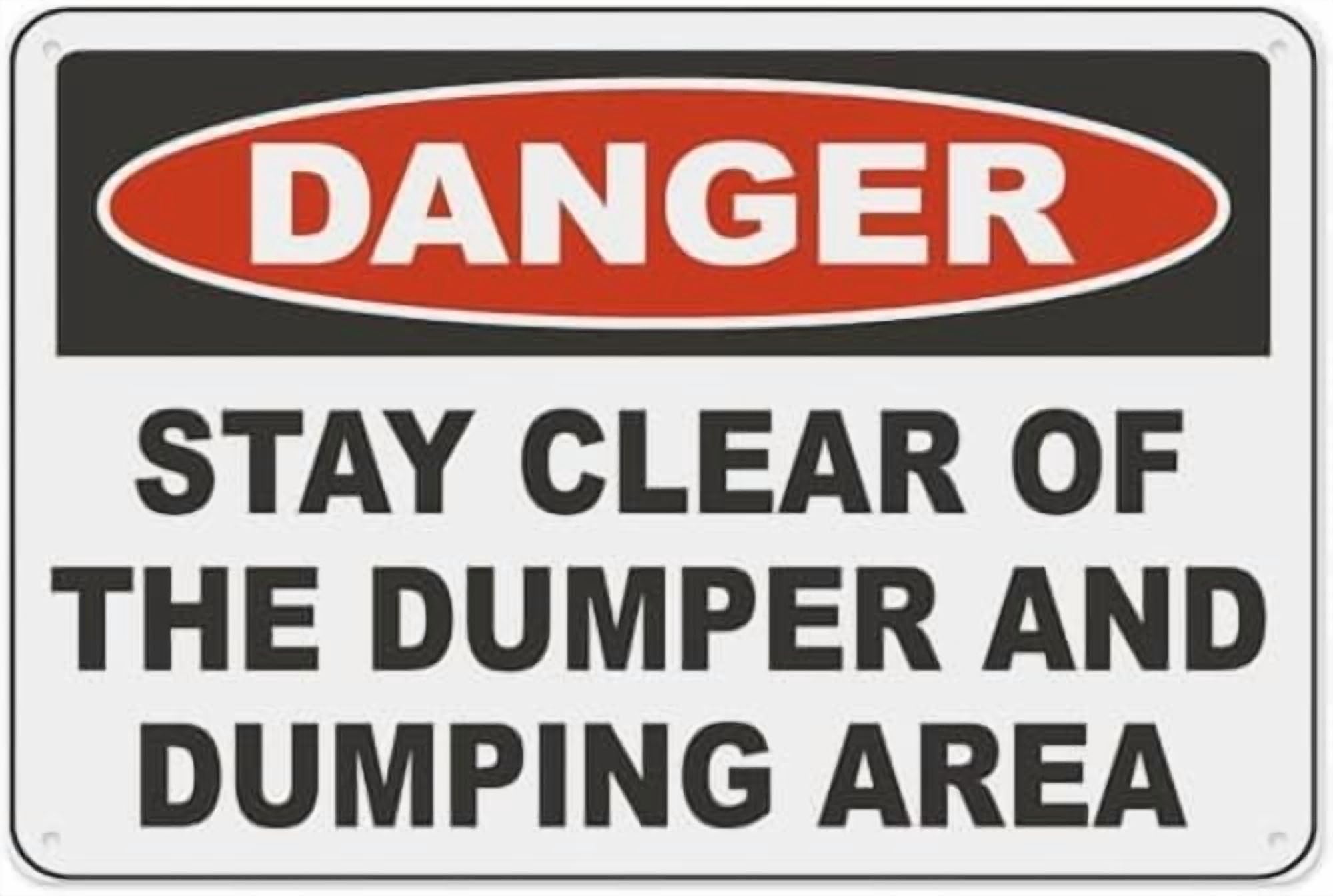 (2-Pack) Metal Tin Sign Warning Sign - Danger Stay Clear of The Dumper, Warning Sign, for Home, Outdoor Garden, Construction Sites, 12X8 Inch