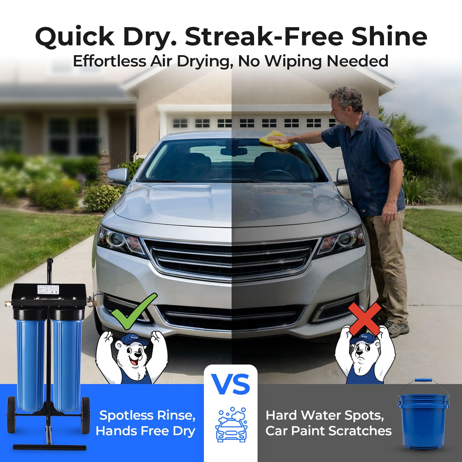 iSpring SISTEMA DE LAVADO DE AUTOS SIN MANCHAS CON VÁLVULA DE DERIVACIÓN, SISTEMA DE AGUA DESIONIZADA PARA LAVADO DE AUTOS, CARAVANAS, BARCOS Y MOTOCICLETAS, MODELO: WGB22BD-BP