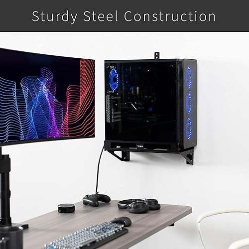 Miniatura 9 de VIVO Soporte extensor de escritorio para PC con opción de montaje en pared, soporte estándar y grande para computadora de juegos, ajustable con