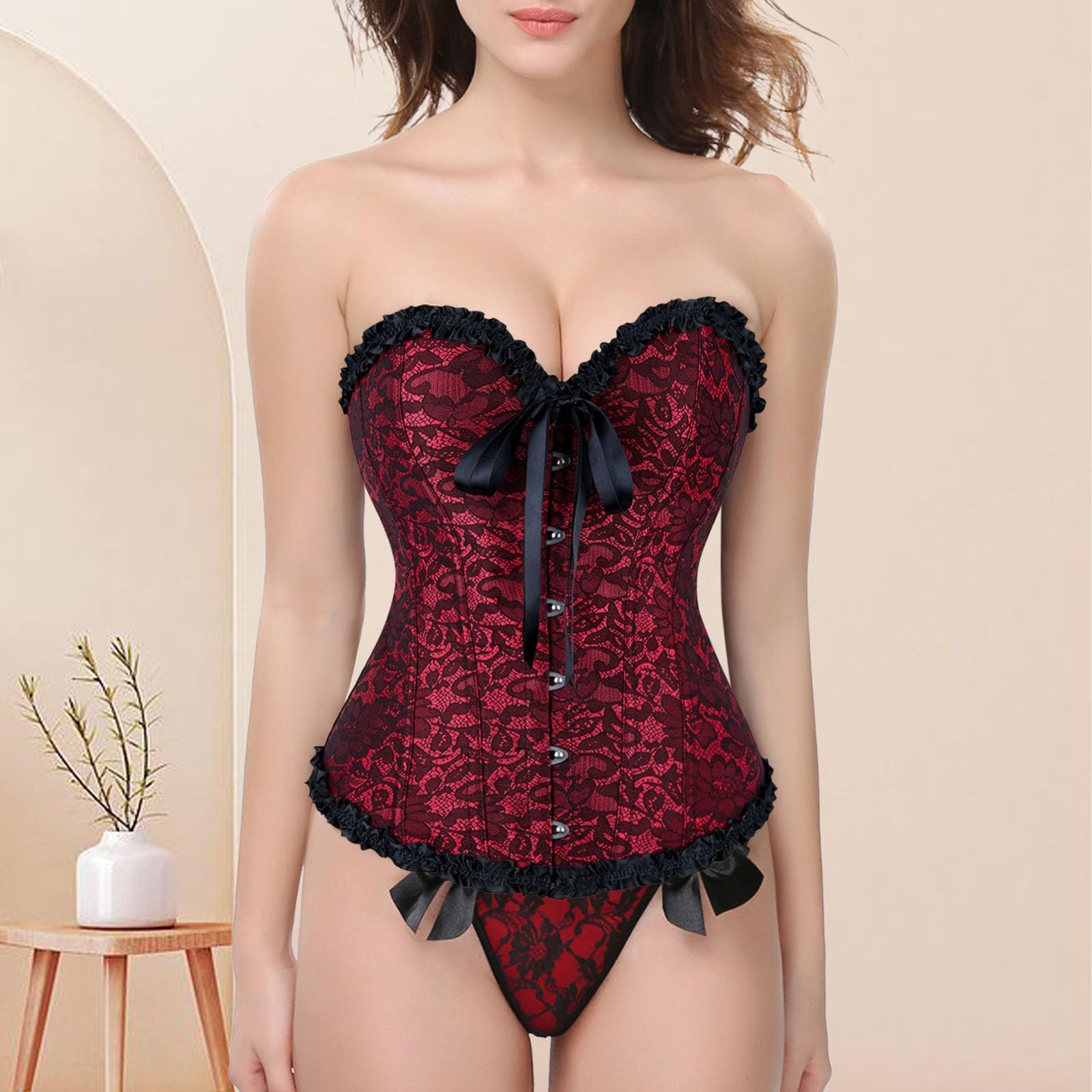 Genérico Tops Femeninos Bustier Shapewear Encaje Push Up Body Cintura Moldeadora Lencería Ajuste
