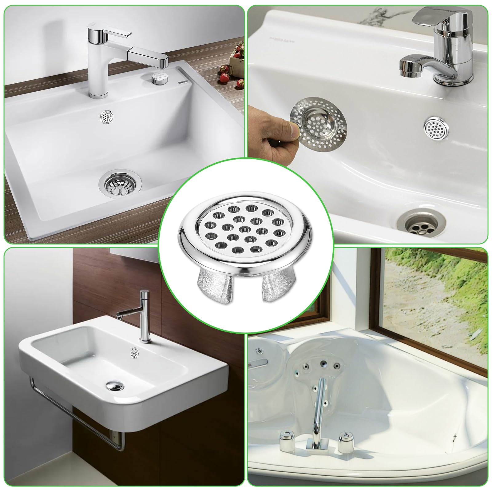 8 Piezas De Anillo De Desbordamiento De Lavabo, Cubierta De Rebosadero Para Lavabo, Revestimiento De Sifón Para Lavabo, Roseta De Rebosadero