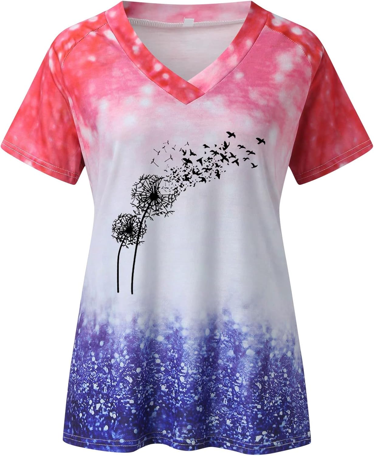 Miniatura 3 de Women's V Neck Butterfly Print Short Sleeve T Shirt Top Casual Summer Blouse Outer Wear Women Tees & Blouses Tunic Tops