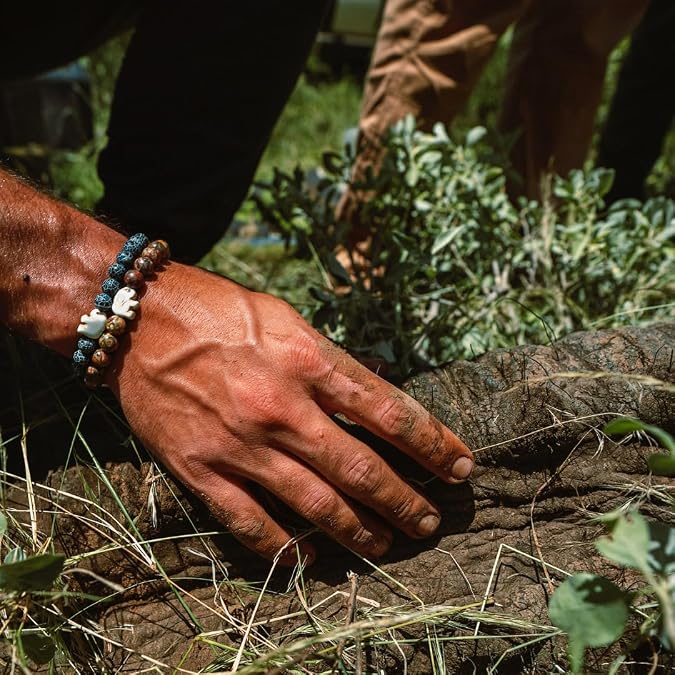 Fahlo Elephant Tracking Bracelet Track a Real Elephant's Journey Supports Save the Elephants Elastic on Interactive Mobile App Map Unisex Conservation Gift