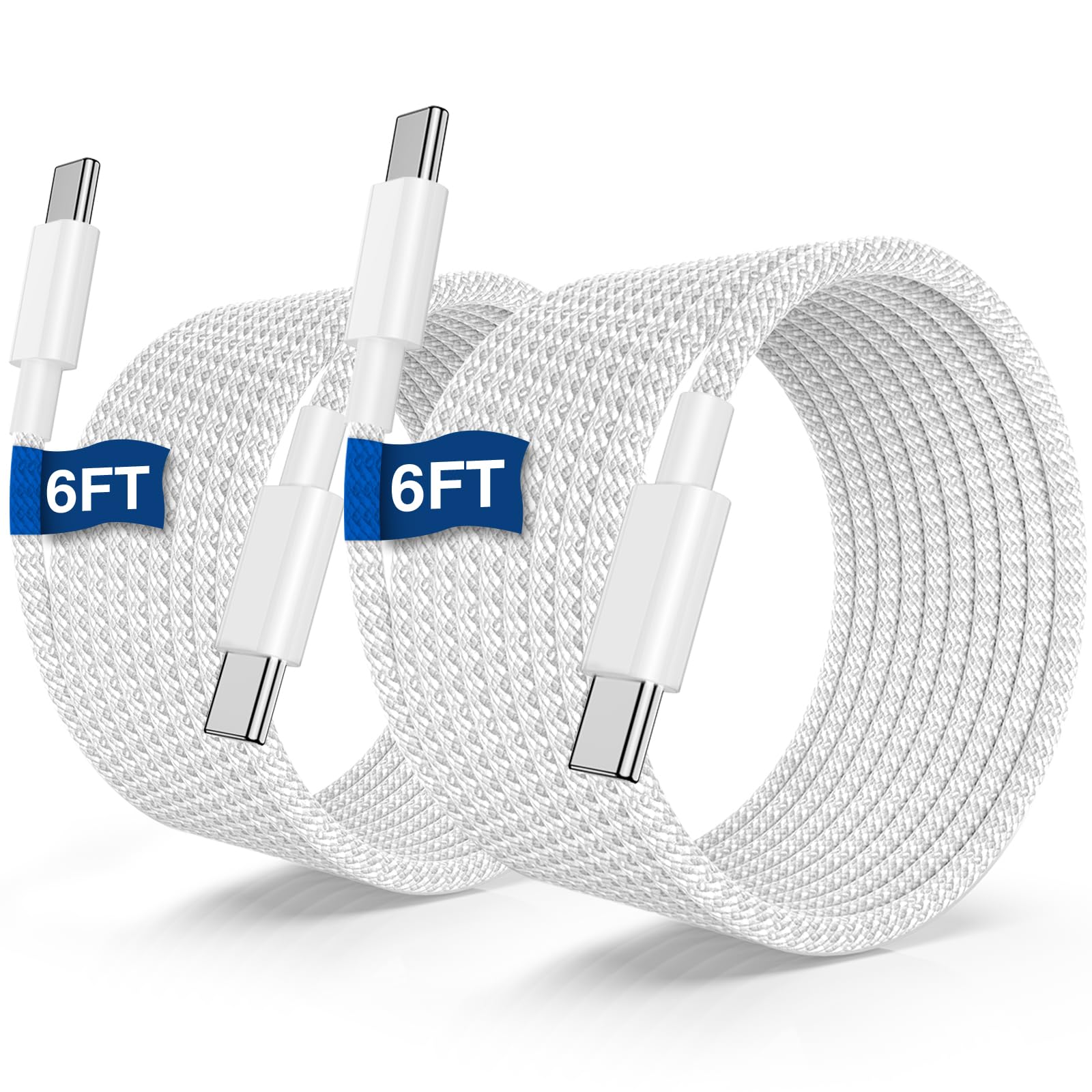 USB C to C Fast Charger Cable 6ft, 60W Long Fast Charge Type C to C Charging Cord Wire for Apple iPhone 17 Pro Max/17 Air/16 Pro Max/15 Plus,iPad Pro