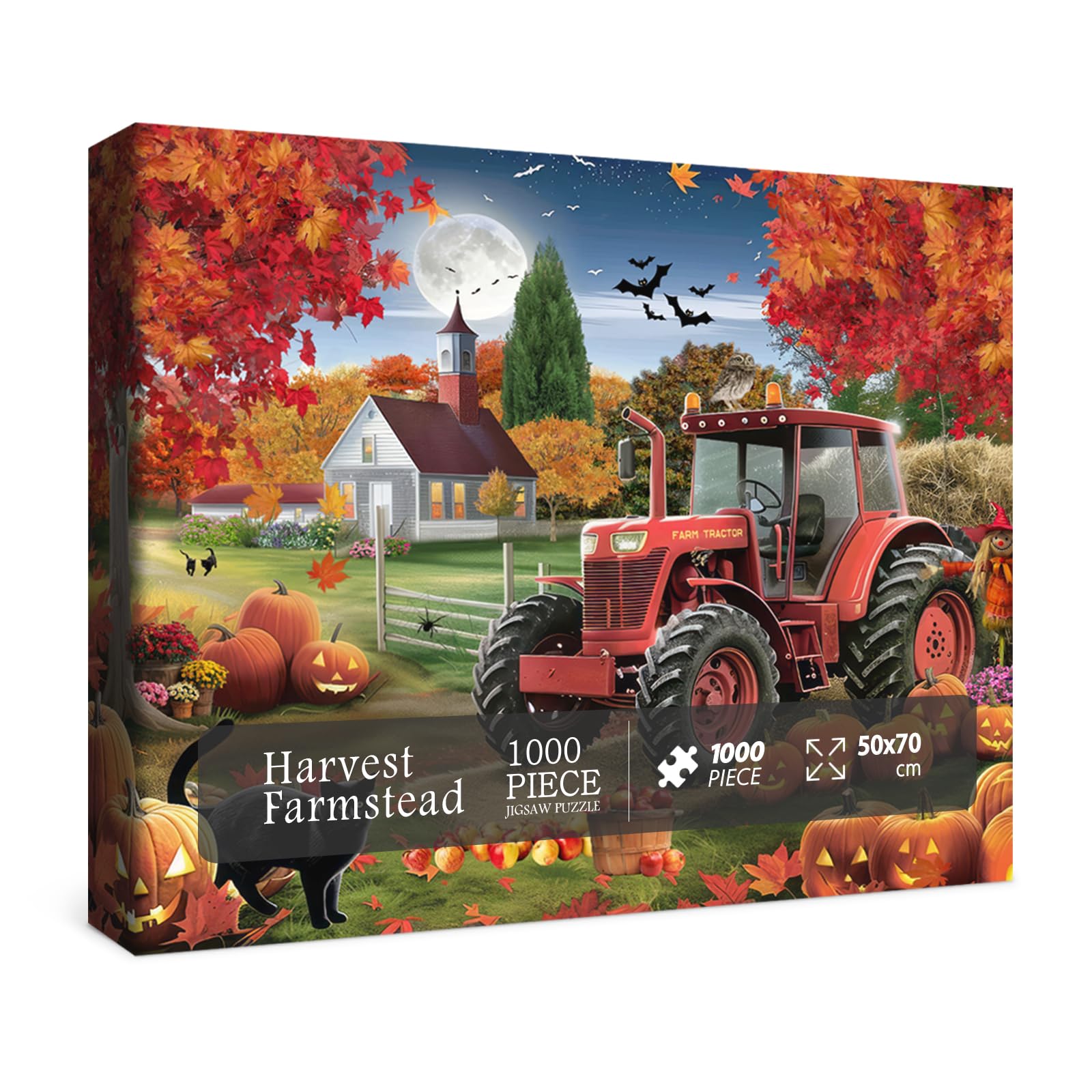 Thanksgiving Puzzles Fall Harvest 1000 Piece for Adults, Pumpkin Jigsaw Puzzles Art 1000 Piece Puzzle, Halloween Autumn Collage Puzzle Puzzles As Home Decor