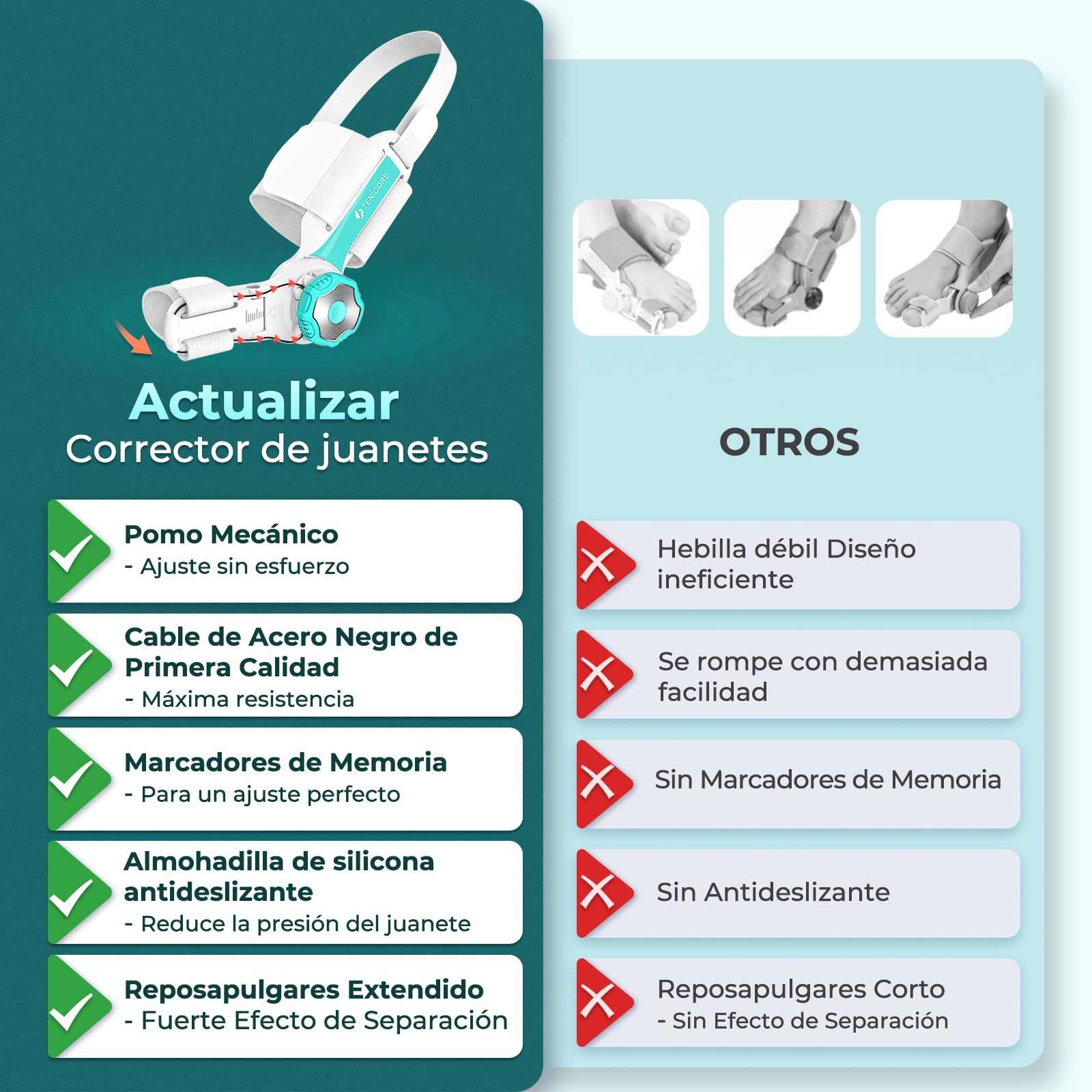 Corrector de Juanetes Botón Ajustable Corrector Juanetes Mujer Hombre Separador Dedos Pie para Hallux Valgus Protector Dedos Pie 1 Unidad