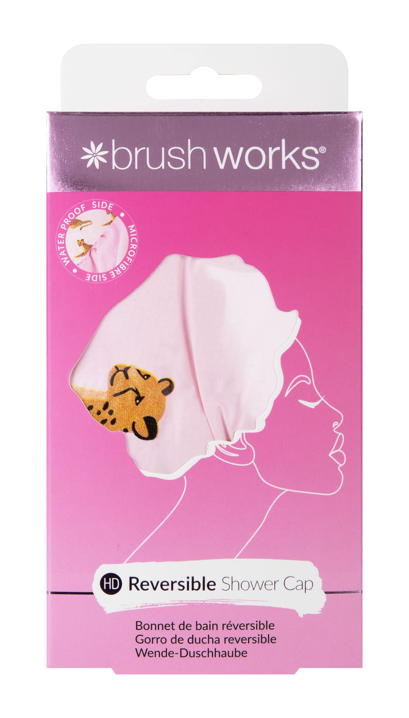Brushworks Dwustronny czepek prysznicowy - wzór w panterkę