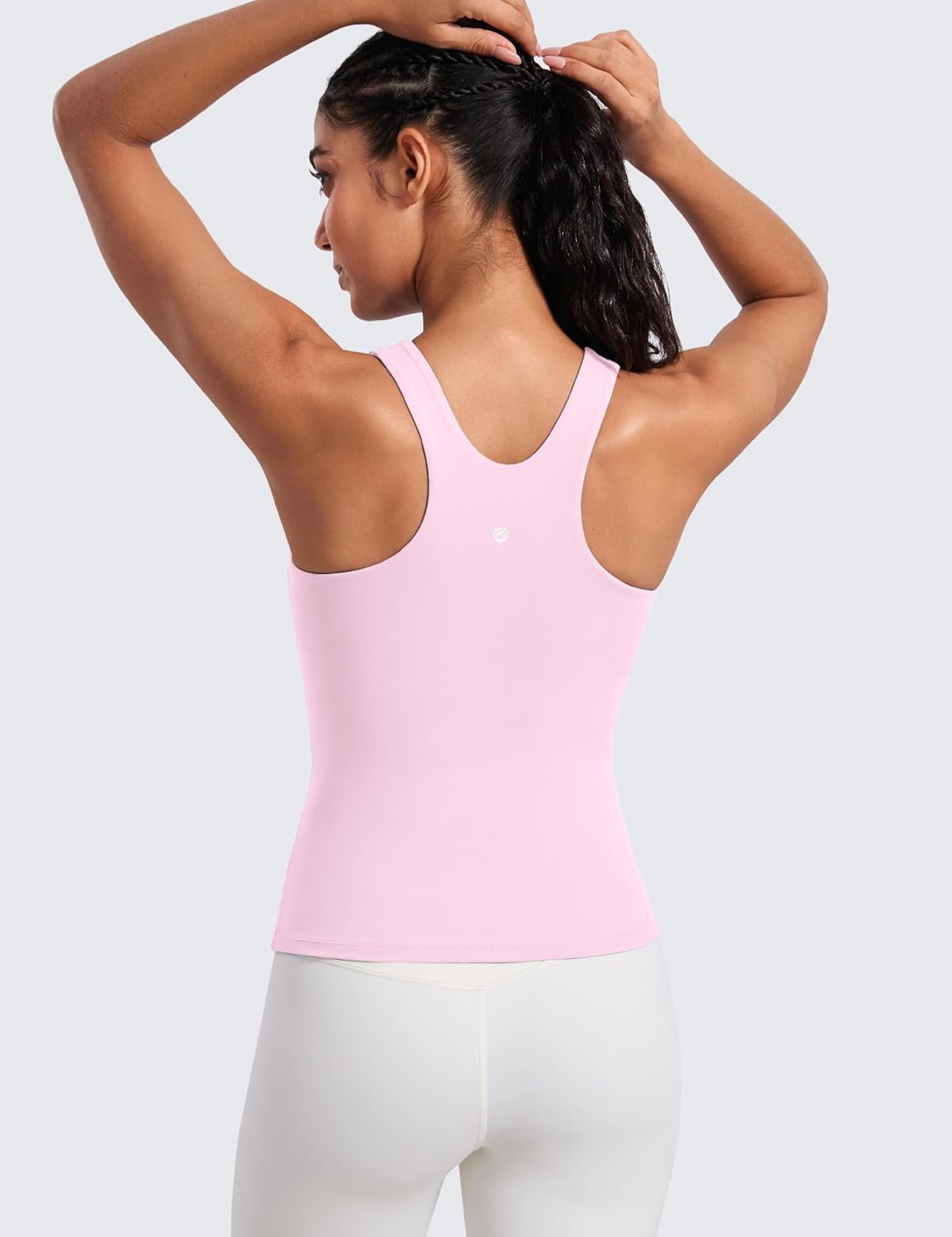 CRZ YOGA Butterluxe Workout Tank Tops for Women - Racerback Padded High Neck Yoga Athletic Shirt with Built in Bra - Image 2