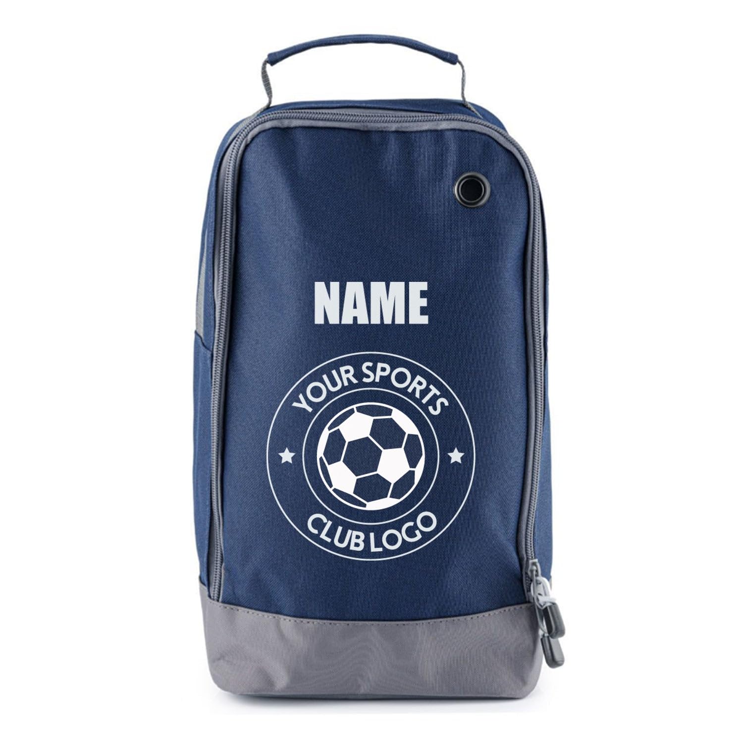 Football Boot Bags for Kids - Durable Personalised Sports Bag with Custom Logo and Horizontal Name, Navy