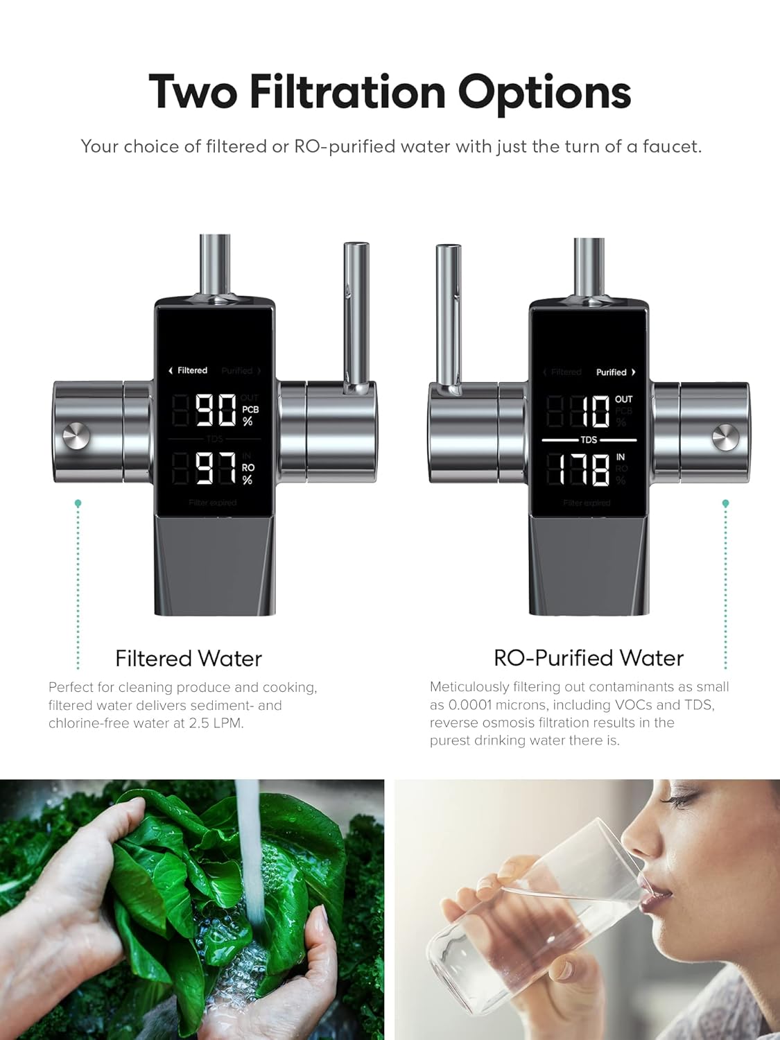 Brio Aquus TROE800COL Reverse Osmosis Water Tankless Filtration System, 800 Gallons Per Day, 2:1 Pure to Waste, Smart Faucet with TDS Meter, Composite and RO Filters, Black: Tools & Home Improvement