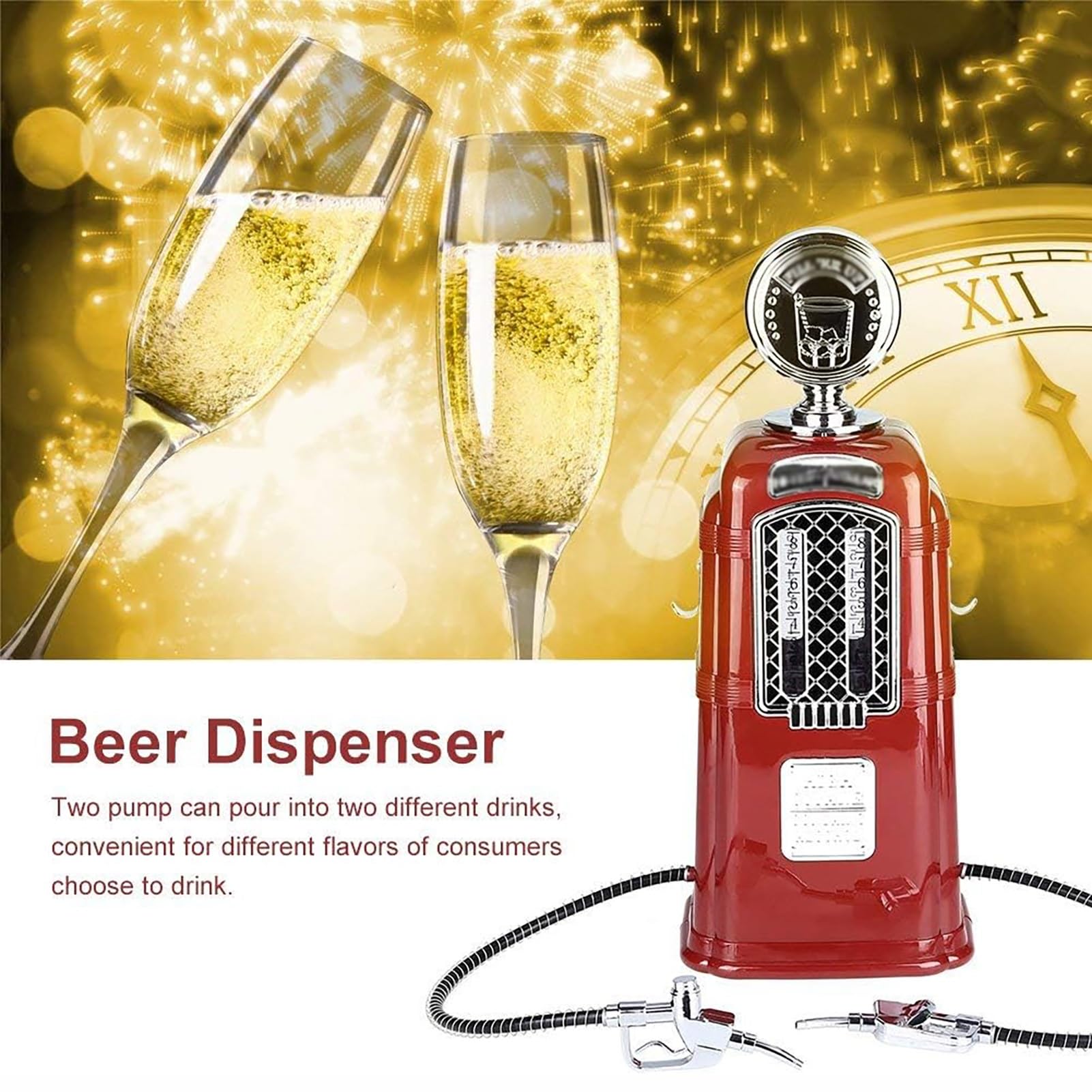 Dispensador de Bebidas de Vino de Doble Boquilla, Decoración Espacial de Doble Boquilla de 1000 Ml, Adecuado for Whisky, Vodka, Cócteles y Otras Bebidas.