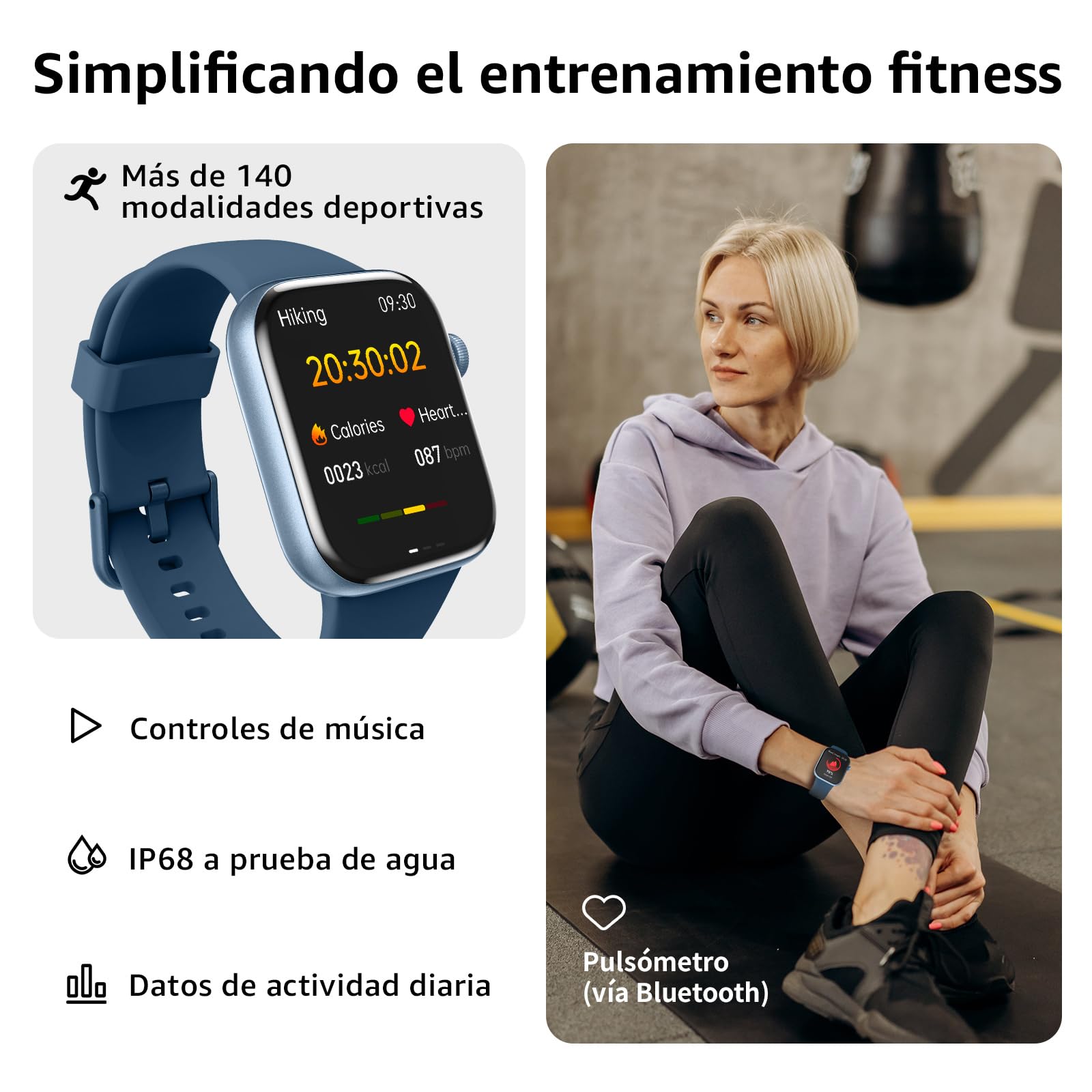 Reloj Inteligente Mujer Hombre, 1.85" Smartwatch con Llamadas Bluetooth, 140+ Modos Deportivos Smart Watch con SpO2/Pulsómetro/Monitor de Sueño/Podómetro, Impermeable IP68 Smart Watch Para Android iOS