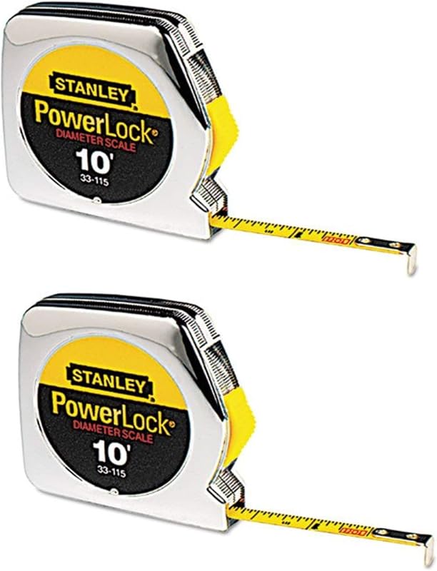 Powerlock Tape Rule, 1/4 in. x 10 ft, Plastic Case, Chrome (Pack of 2)