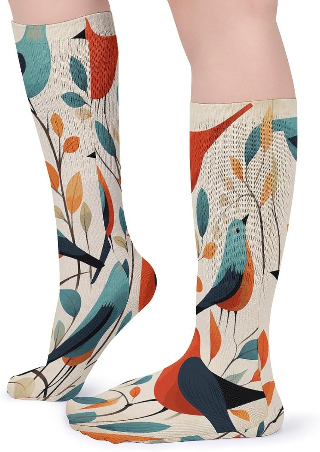 Flock of Birds Knee High Socks Cozy Knee High Socks Soft Mid-Length Sock for All Seasons Daily Wear Adult