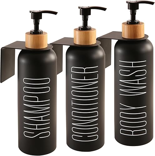 Dispensador de jabón de ducha montado en la pared, contiene dispensador de ducha de 3 cámaras sin taladro. Dispensador de botellas con soportes de