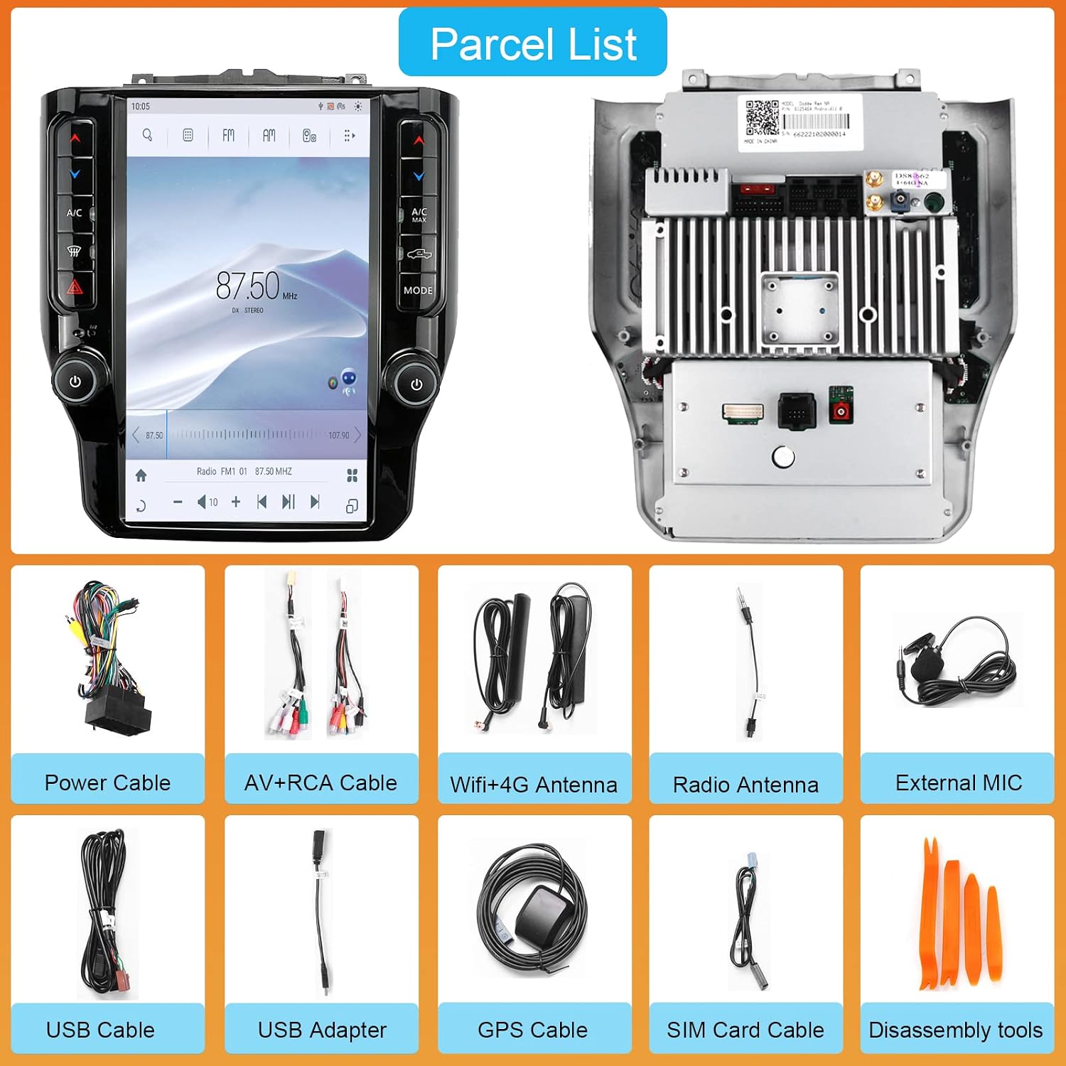 Android 11 Qualcomm Car Radio for Dodge RAM 1500 2500 3500 2019 2020 2021 Truck New Body Style Stereo Upgrade Tesla Style Touch Screen Carplay Android Auto GPS Navigation Unit Audio Player