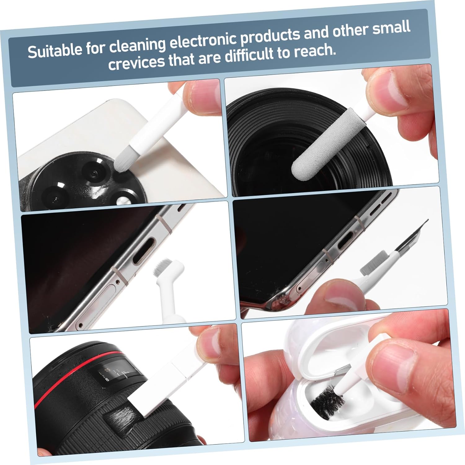 SHOWERORO 1Set Multi Purpose Cleaning Kit for Cell Phones Laptops Cameras Keyboards Convenient Storage Multiple Brushes for Hard to Reach Areas