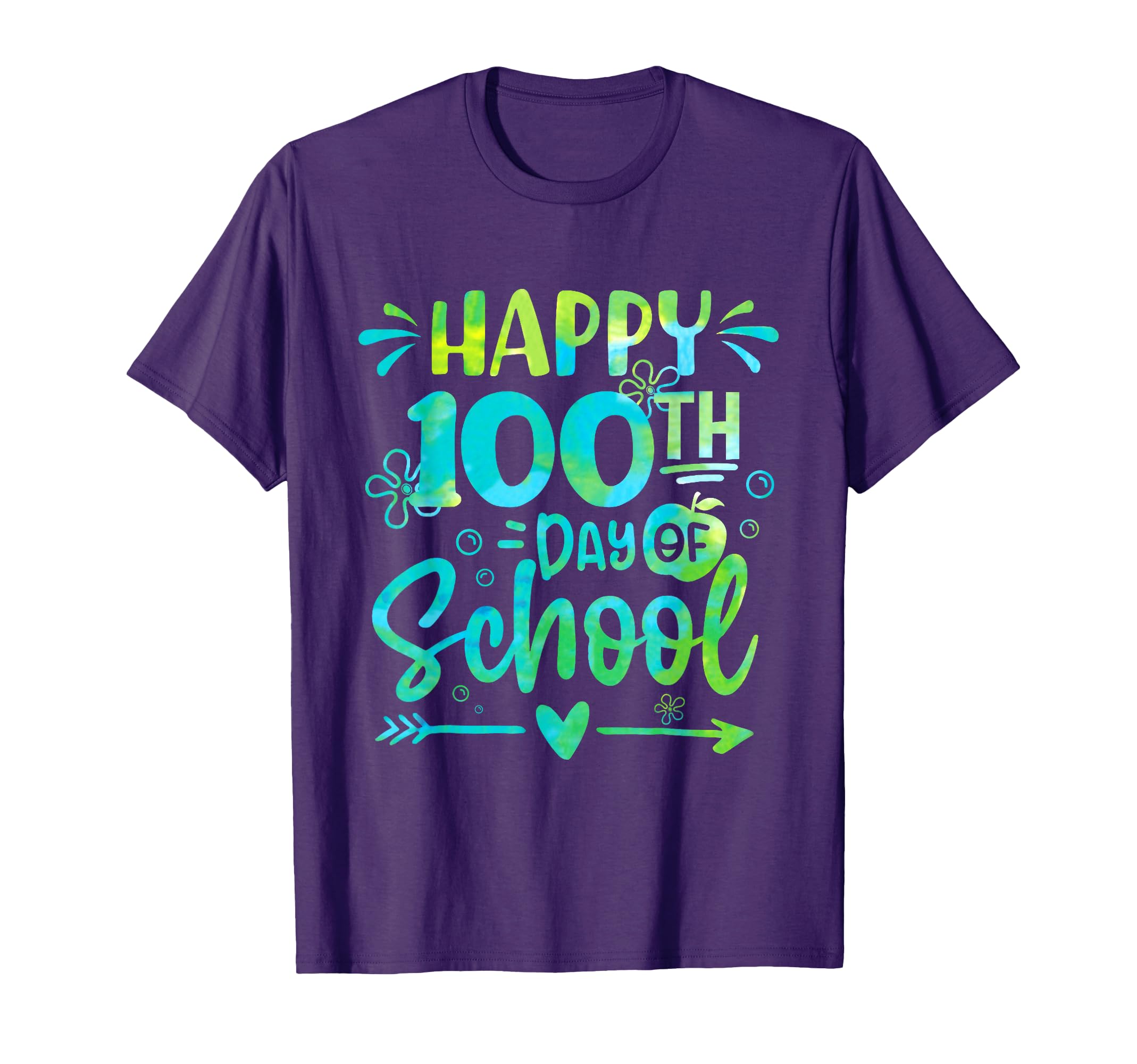 Happy 100th Day Of School Tie Dye Rainbow 100 Days Smarter T-Shirt