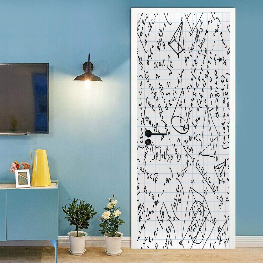 Sticker de porte équation mathématique pour habiller un bureau d'étudiant
