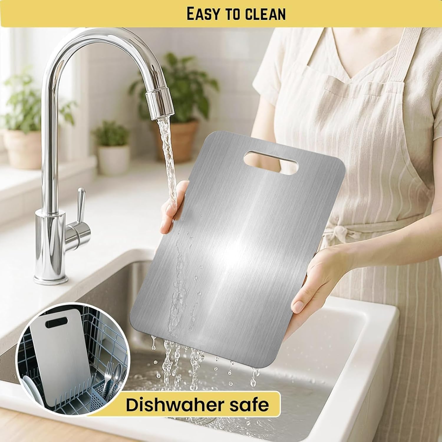 Titanium Cutting Board Set of 2-304 Stainless Steel Cutting Board Set for Meat, Fruit & Vegetable (15 * 11.2 + 13.4 * 9 Inch)