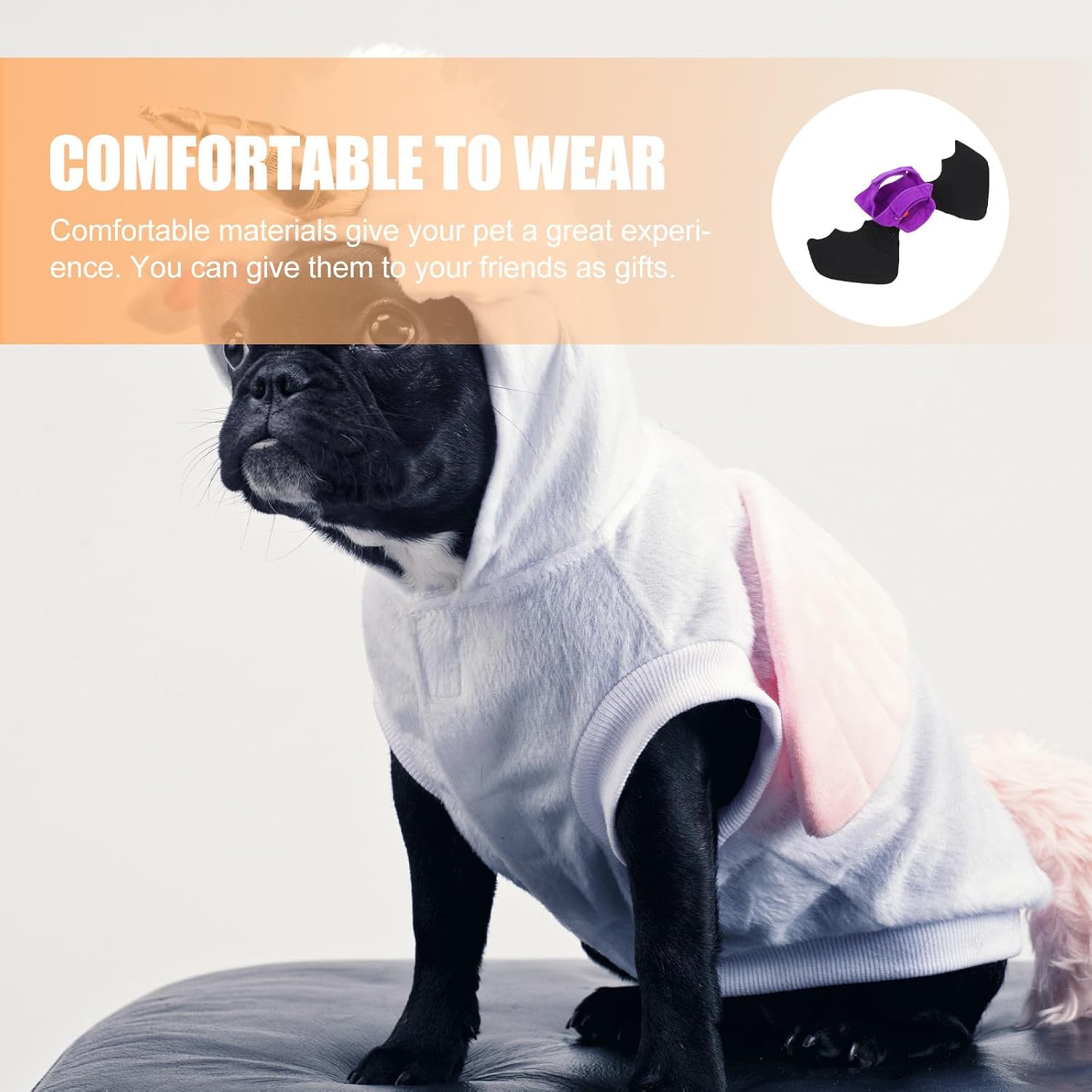 Halloween Bat Costume for Cat and Dog, Purple Cloth with Adjustable Fit image 4
