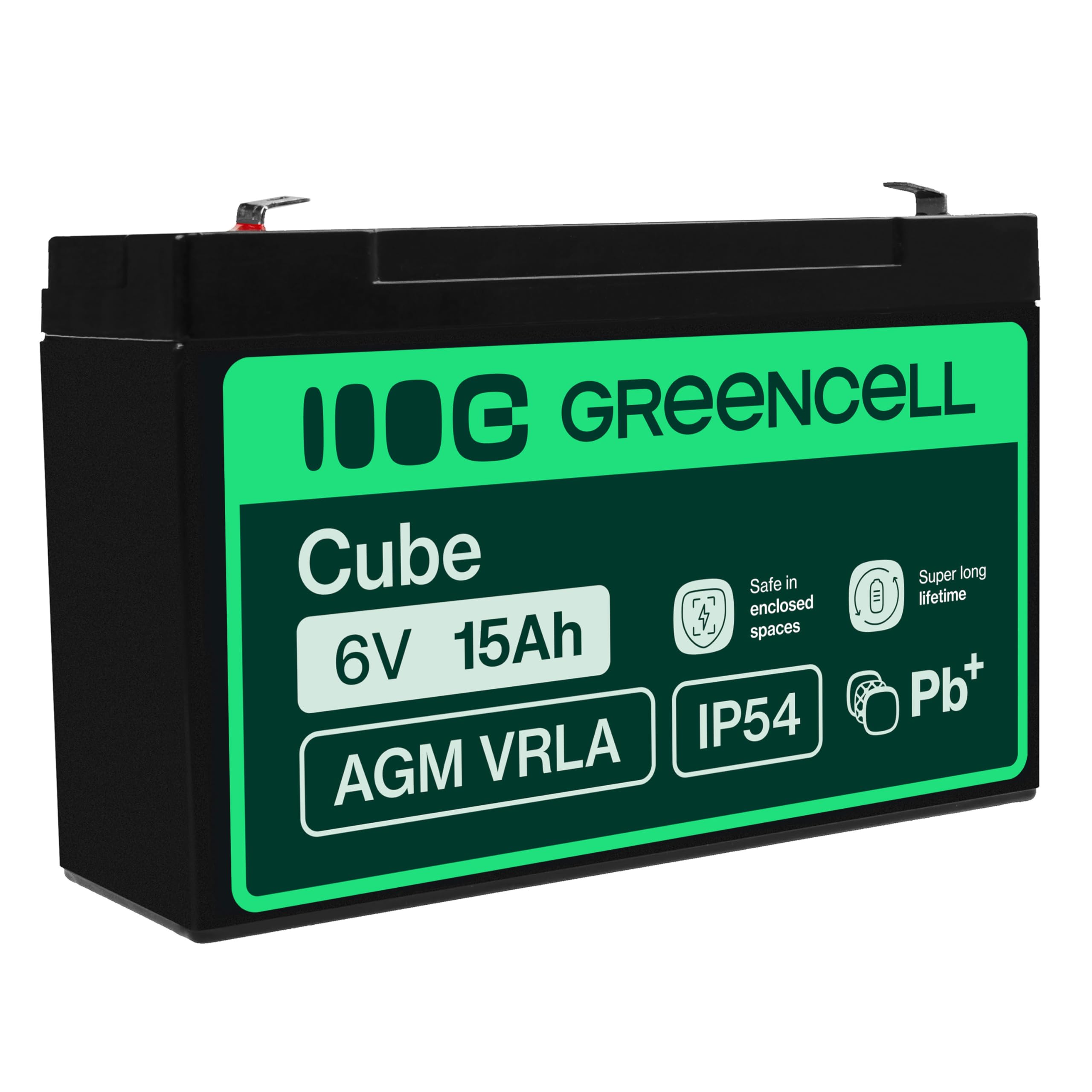 Green Cell Pro Rechargeable Batterie AGM 6V 15Ah accumulateur au Gel Plomb Cycles sans Entretien VRLA Battery étanche Résistantes, Jouets, Installations d'alarme, Véhicules pour Enfants AGM40