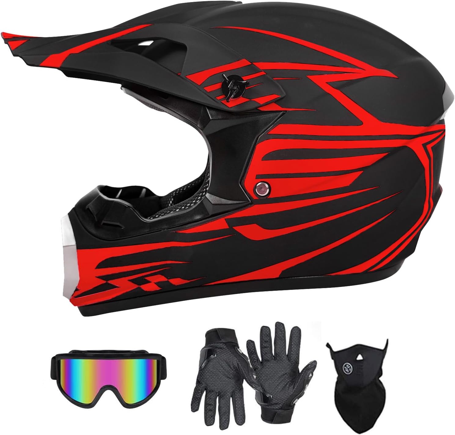 SanQing Youth Kids Motocross Helmet, Full Face Motorcycle Helmet for Dirt Bike ATV Four Wheeler MX Offroad Street Helmet with Gloves,Goggles,Face Shield DOT Approved