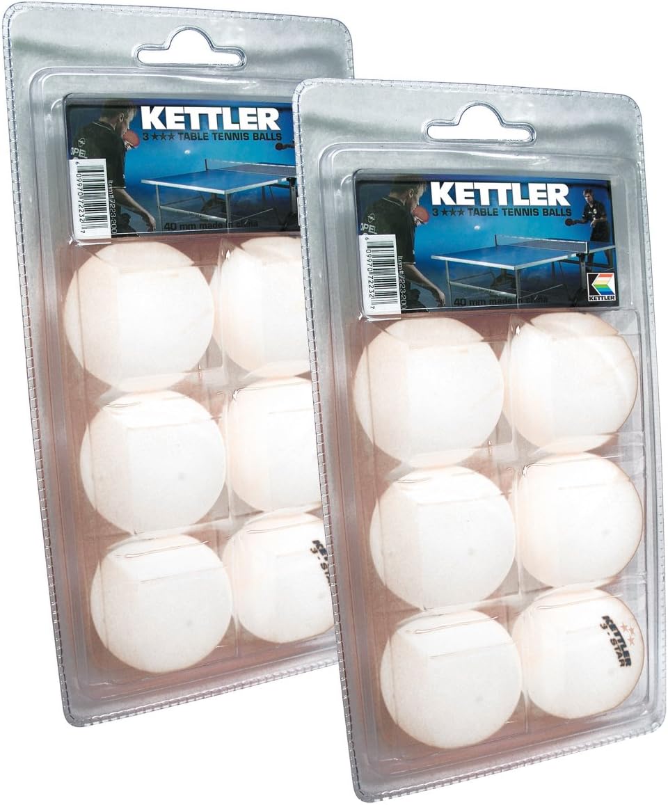 KETTLER 12 Pack 3-Star Table Tennis Balls, White