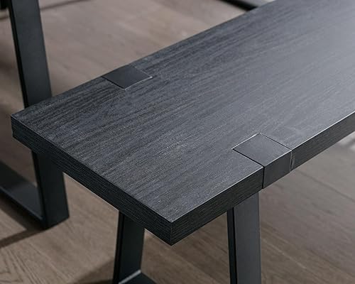 Miniatura 5 de VESCASA Banco de comedor de madera de 60 pulgadas con patas de metal negro para comedor, cocina, color negro