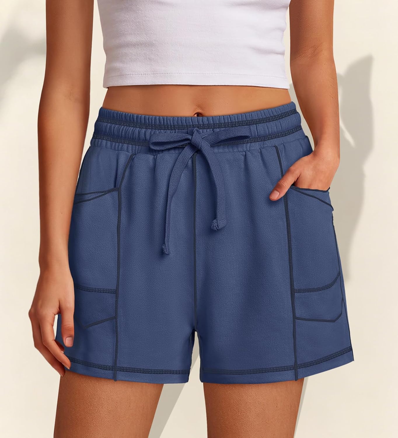 Panadila Baggy Sweat Shorts Womens Casual Terry Drawstring High Waisted Shorts with Pockets Summer Lounge SweatShorts