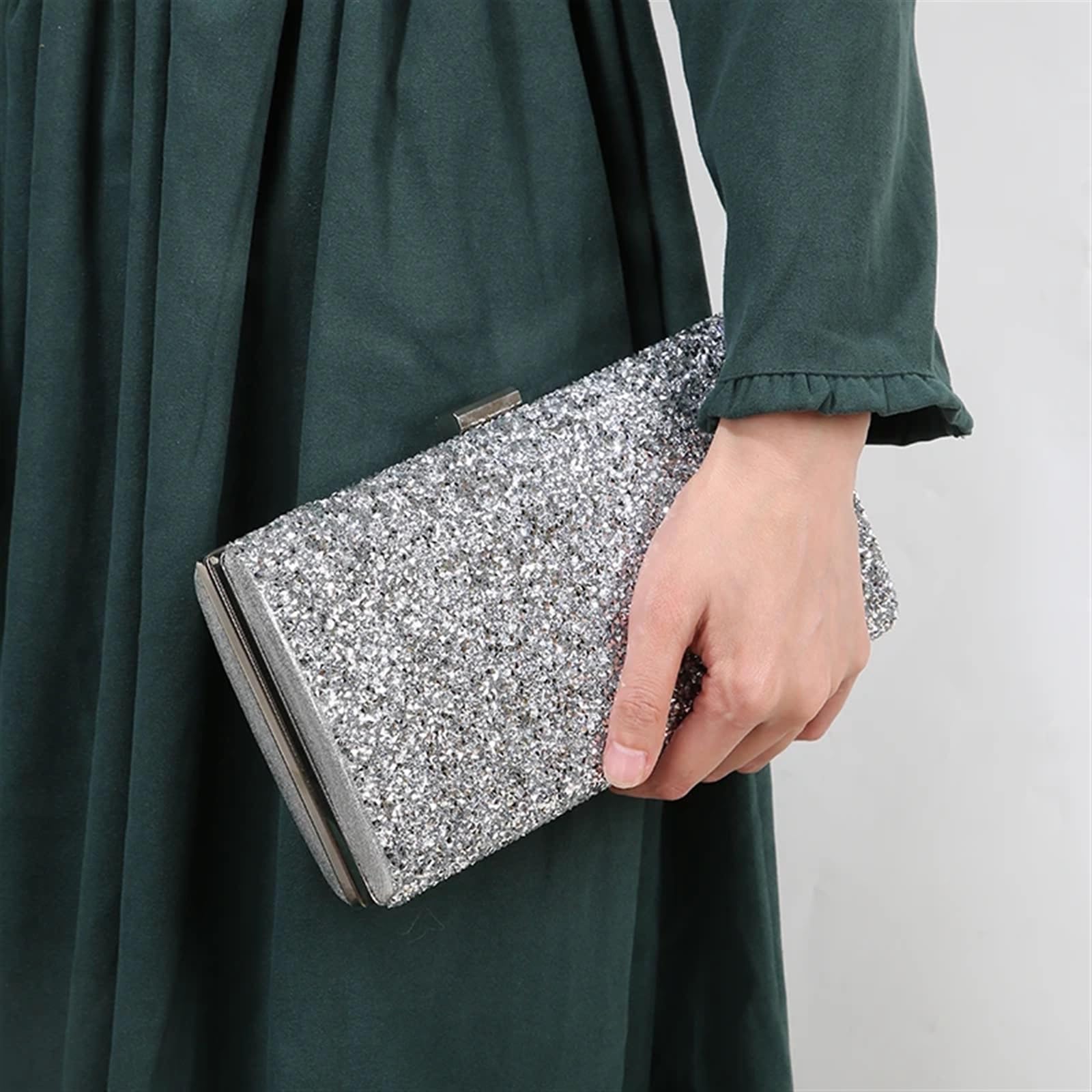 pochette donna Borsa da sera donna con pochette e paillettes a forma di diamante, borsa sposa a mano for feste banchetti, a tracolla due catene