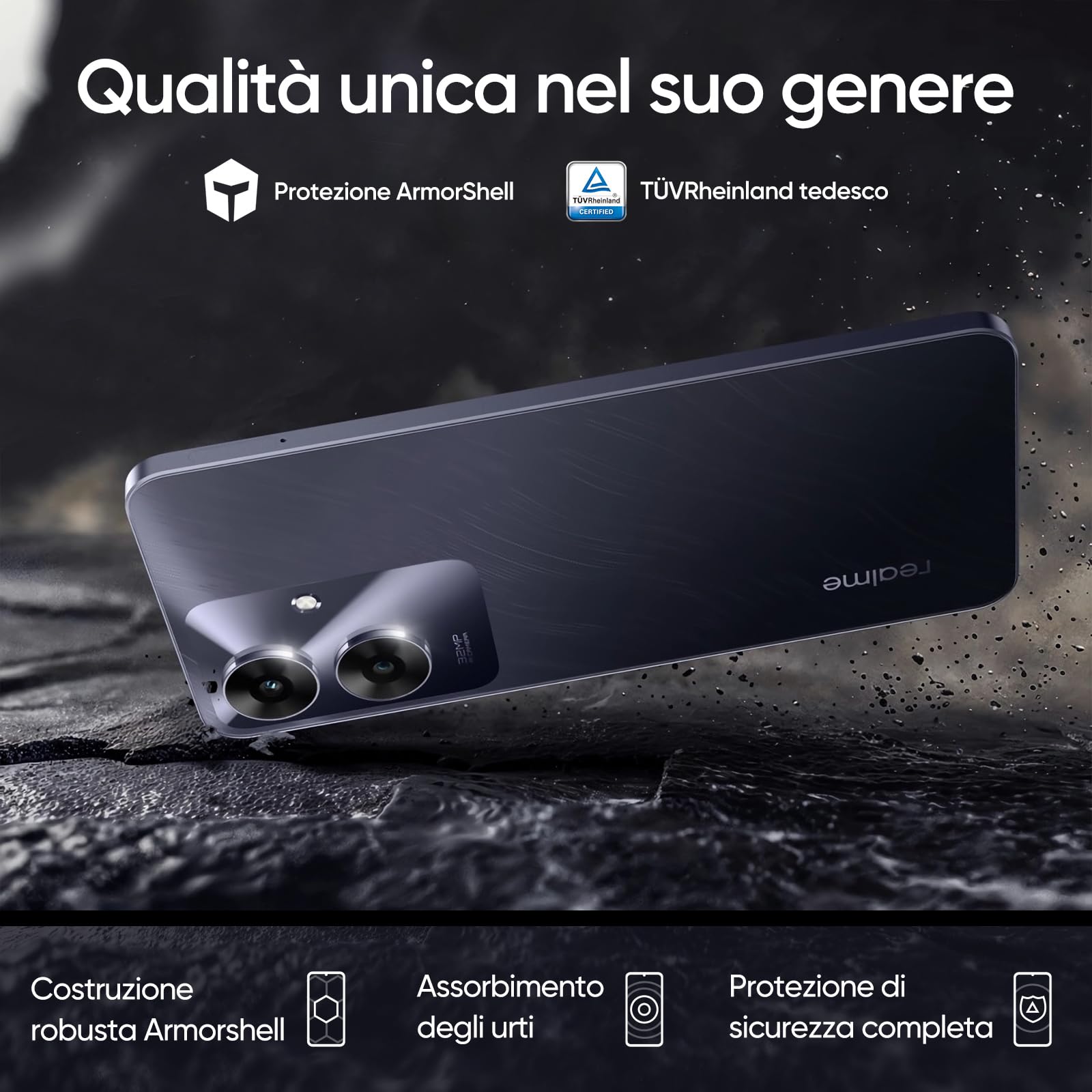 realme Note 60 Smartphone Android, 4G Telefono Cellulare Dual SIM, 90Hz Display LCD da 6.74", 6GB RAM 128GB ROM, Batteria da 5000 mAh, 32MP Fotocamera chiara, Nero, senza Adattatore