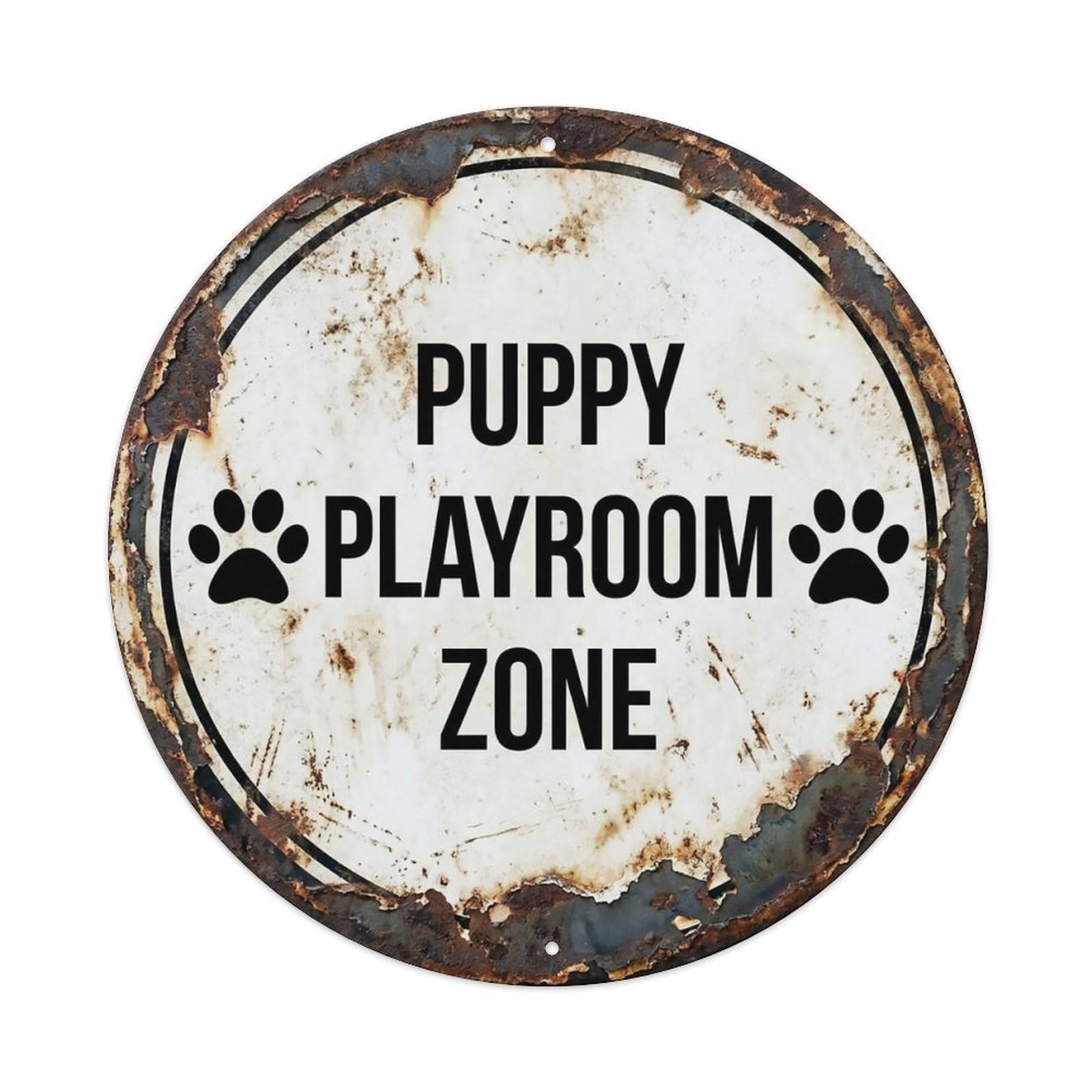Vintage Puppy Playroom Zone Decor Metal Tin Sign