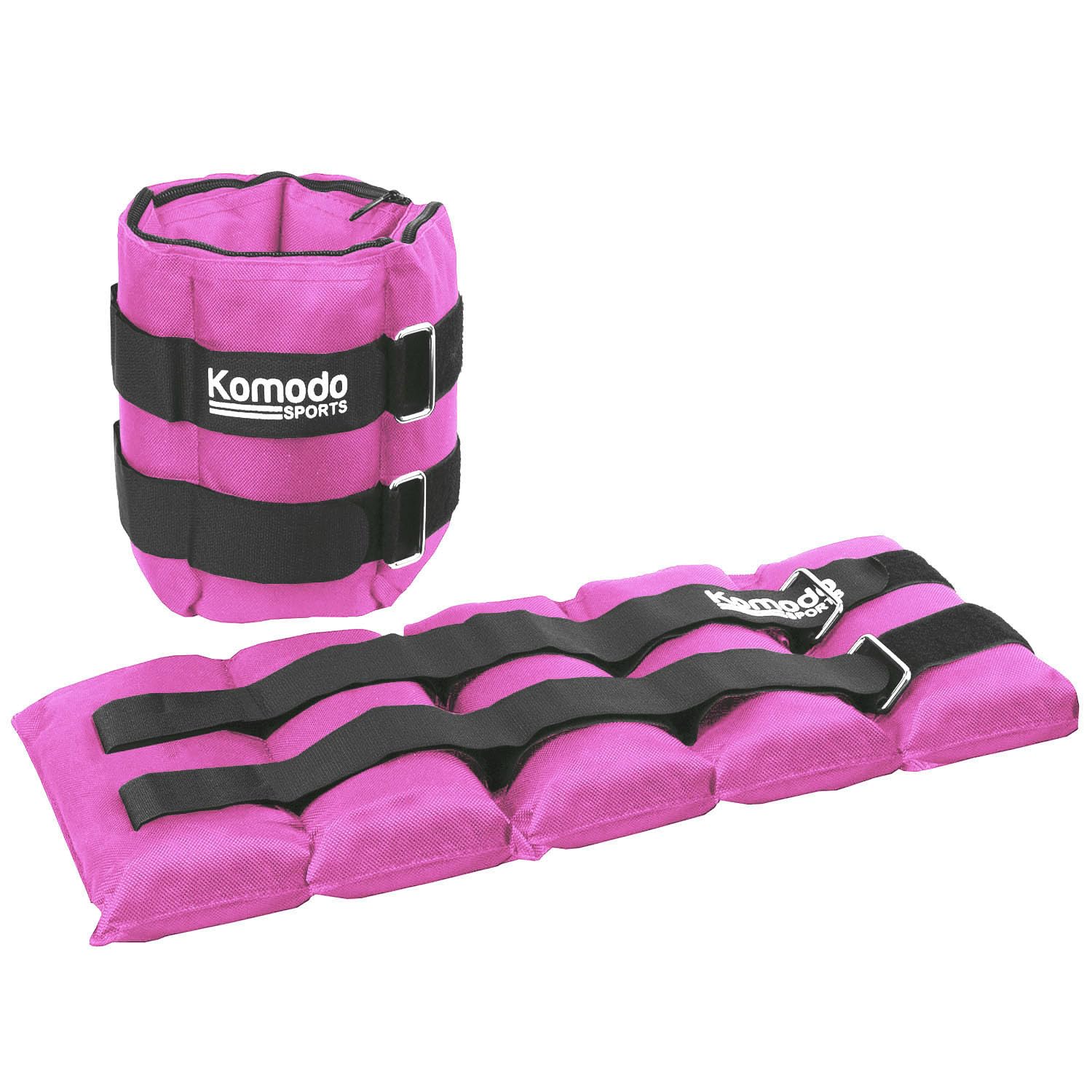Komodo Adjustable Ankle Weights Pair (Pink, 2 x 5kg (10kg Total))